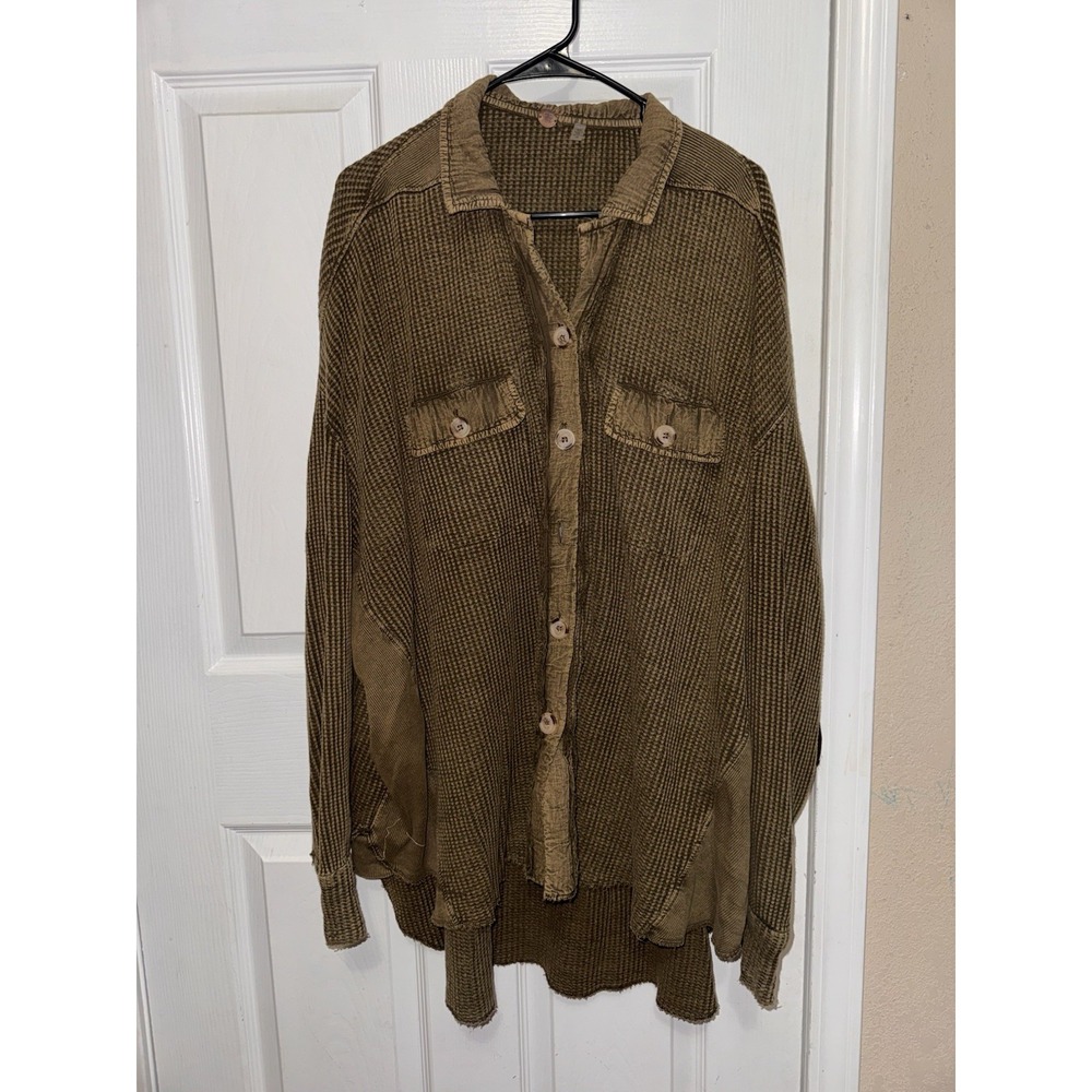 Free People FP One Scout Jacket Waffle Knit Brown - Size medium-Oversized